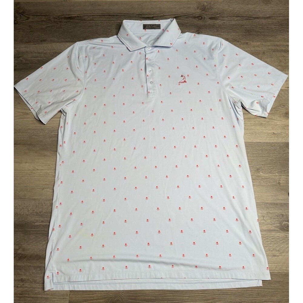 G/FORE Men’s All Over Skull Print Tech Jersey Performance Golf Polo Shirt - 2XL